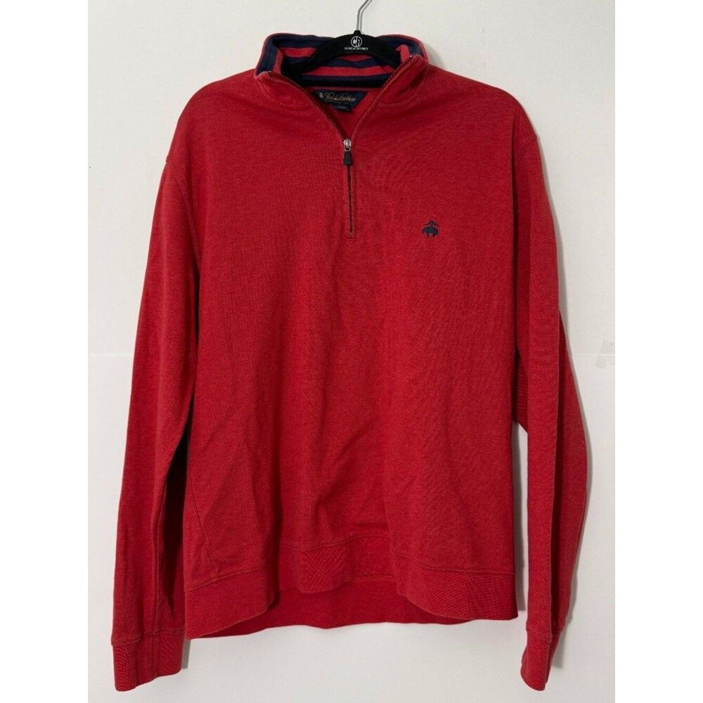 Brooks Brothers Quarter Zip Pullover Mens Large Red Cotton Sweater
